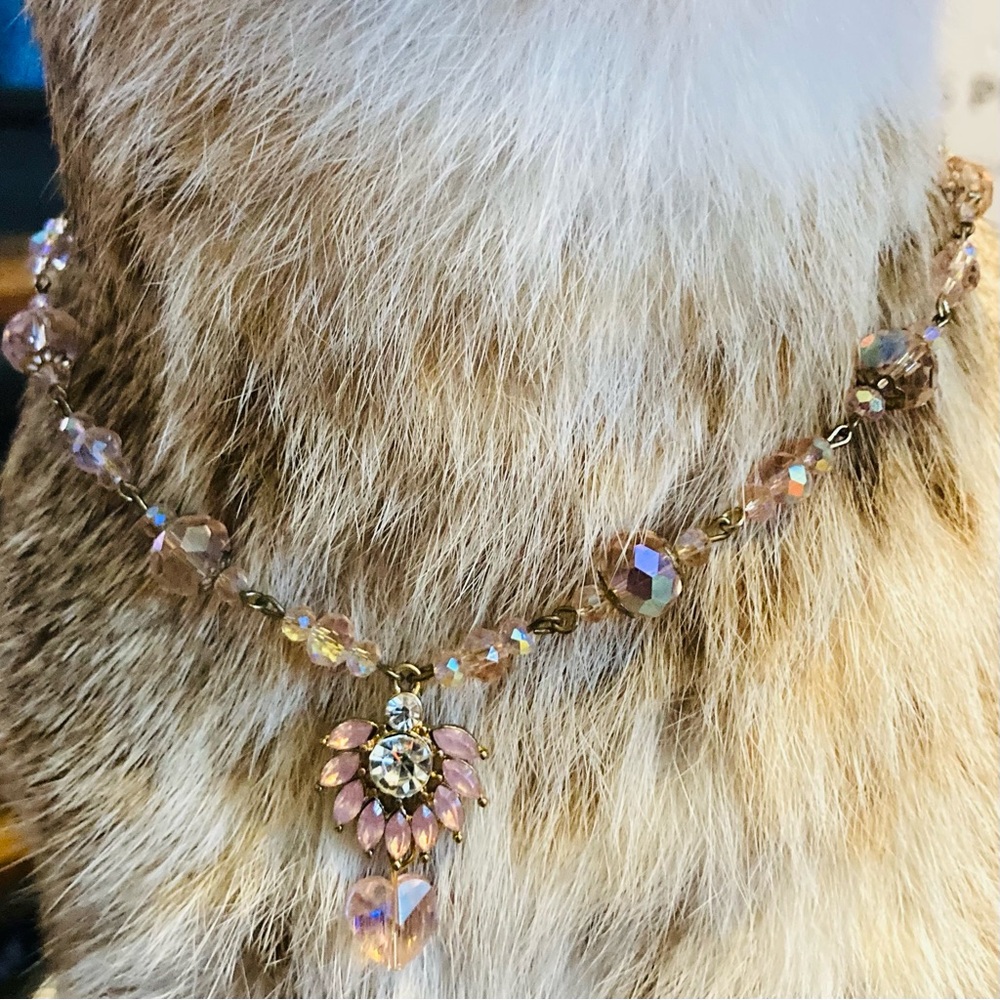 retro regency pink gold necklace jewlelry